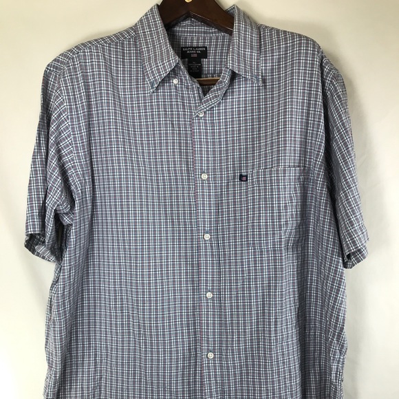 Ralph Lauren Jeans Co. 2 Button Down Dress Shirt Sz XL Mens Plaid Short Sleeve - Picture 3 of 9